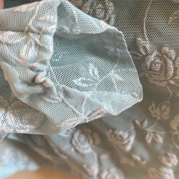 Jeanette Kastenberg Vintage Blouse Sz Medium Sheer Pale Green with Flowers - Picture 6 of 8